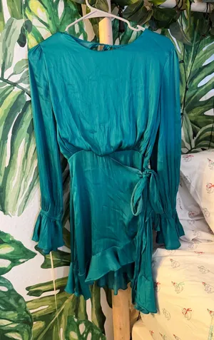 Mustard seed satin green dress S thumbnail 1