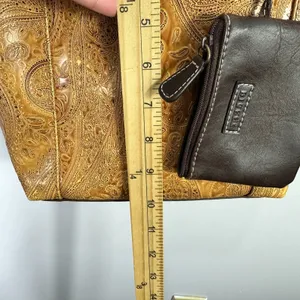 Relic Embossed Crossbody Bag Brown Faux Tooled Leather Western‎ Boho Rustic 70s thumbnail 5