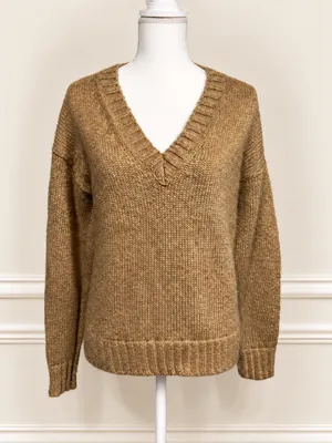 Lauren Ralph Lauren Gold Metallic V-Neck Sweater Women’s S Holiday thumbnail 2