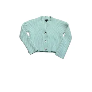Kendall and Kylie Ribbed V neck Cardigan Button down Pistachio Green Small thumbnail 2