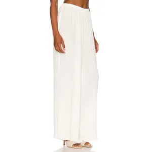 Good American White Plisse Georgette Wide Leg Pleated Pants 3/4 (US L/Xl) NWT thumbnail 3