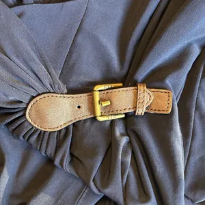 Lauren Ralph Lauren Navy‎ Blue Wrap Dress Size 4 Brown Buckle Flattering Ruching thumbnail 7