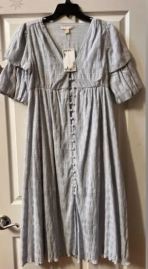 Chelsea & Violet NWT Textured V-Neck Button Front Dress Size 4 thumbnail 3
