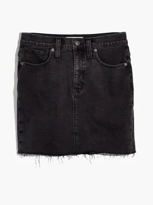 $80 NWOT Madewell Stretch Denim Straight Mini Skirt in Ashcraft Wash: Raw-Hemmed thumbnail 4