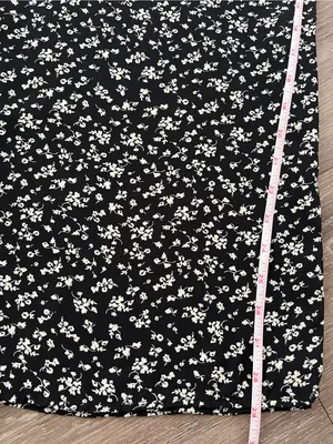 TRIXXI Black Floral Wide Leg Jumpsuit Puff Sleeve Smocked Back S thumbnail 15