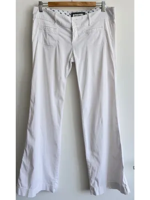 Abercrombie & Fitch White Bootcut Pants Low Rise Front Patch Pocket Women’s 6 thumbnail 2