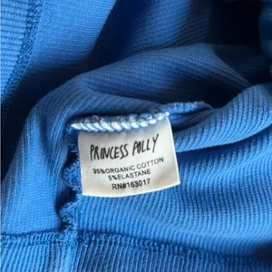 Princess Polly Bright Blue Ribbed Crewneck Crop Top thumbnail 3