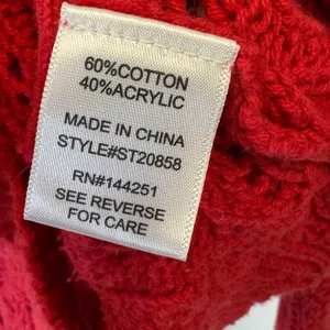 Sincerely‎ Jules Red Pointelle Knit Tie Front Cropped Cardigan Sweater Medium thumbnail 7