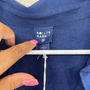 Roller Rabbit x Target Navy Blue Short Sleeve Button Down Large NEW Women thumbnail 3