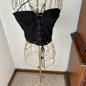 Princess Polly Lace Up Corset Crop Top Size 6 Black Grommet thumbnail 5