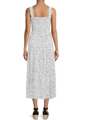 Beachlunchlounge White Polka Dot Square-Neck Maxi Dress Large thumbnail 3