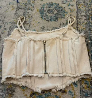 Beige Denim Top Tan Size M thumbnail 2