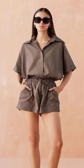 Onika Asha fawn brown NWT cotton boho comfy casual shorts M thumbnail 1