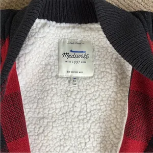 EUC Madewell Buffalo Plaid Sherpa Lined Zip Front Vest Size XS thumbnail 7