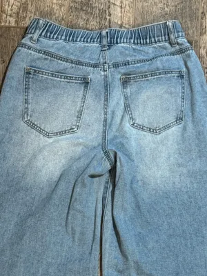 ZOE + PHOEBE High Rise Wide-Leg Jeans 5 Fits Like 26/2 Light Distressed Wash EUC thumbnail 9
