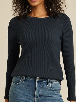 Maurices Ribbed Envelope Neck Long Sleeve Tee thumbnail 2
