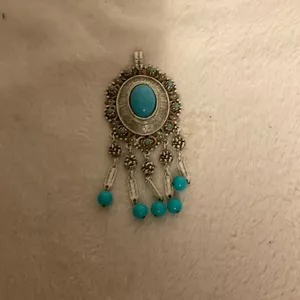 Turquoise and Silver Bohemian Brooch thumbnail 1