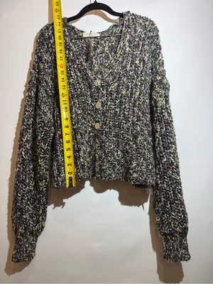 NWT Free People Multicolor Speckled Chunky Button Flea Market Cardigan Size M thumbnail 4