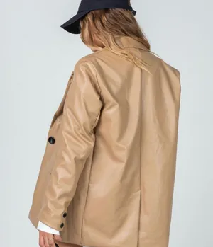 Princess Polly Jocelyn Beige Leather Blazer thumbnail 6