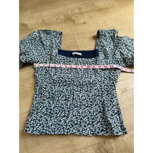 EUC Abercrombie & Fitch Blouse Floral Puff Sleeve Square Neck Feminine Crop SZ S thumbnail 6