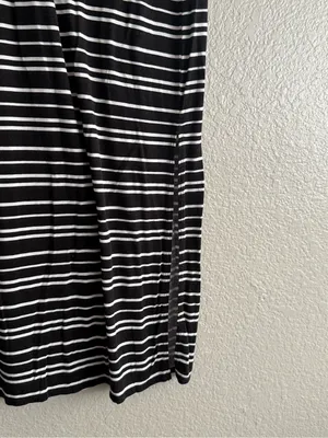 a.n.a Black White Striped Maxi Skirt Small Foldover Waist Stretch Knit Casual thumbnail 9