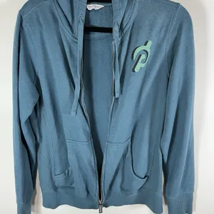 PELOTON Turquoise Full Zip Hoodie Sweatshirt Size‎ Large Flower Athletic Workout thumbnail 5