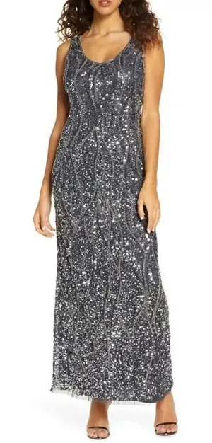 PISARRO NIGHTS Sequin & Bead Sleeveless Gown size 4 thumbnail 1