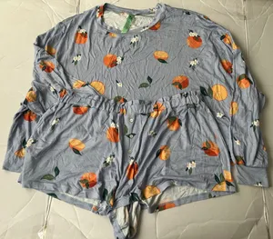 HONEYDEW Women’s Long Sleeve Pajama Set Orange Print Size M thumbnail 1
