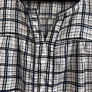 J. Crew Blue and White Boxy Blouse with Mandarin Collar thumbnail 2