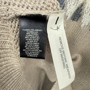Ann Taylor Fair Isle Wool Mohair Blend Sweater Camel Grey White Small‎ thumbnail 9