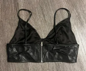 Leather Crop Top Black Size M thumbnail 4