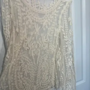 Vivid Collection Ivory Lace Top OS Hippie Romantic Sheer Floral Festival Fairy thumbnail 3