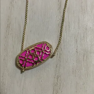 Kendra Scott Elisa Magenta Magnesite/gold color border pendant necklace thumbnail 3