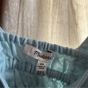Madewell‎ Square-Neck Mini Dress 100% Linen Euro Summer Coastal Blue NWT Sz 00 thumbnail 5