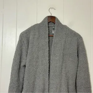 SKIMS Cozy Knit Bouclé Robe Cardigan Smoke Gray Belted Lounge Sweater XXS/XS thumbnail 3