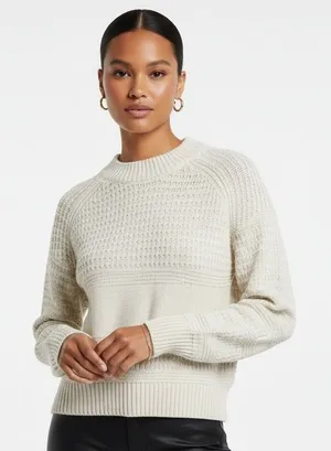 Universal Thread Cotton Knit Sweater Womens XS Cream Cozy Clean Girl Minimalist thumbnail 1