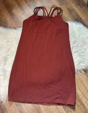 ATHLETA Hyper Focused Bra Dress In Powervita In Dried Cinnamon thumbnail 1