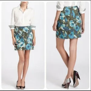 Anthropologie Postmark‎ Calabria Watercolor Floral Corduroy Skirt Size 00 thumbnail 2