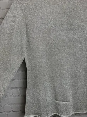 J. Crew Silver shimmer sweater roll down collar pullover sweater glam Large thumbnail 4