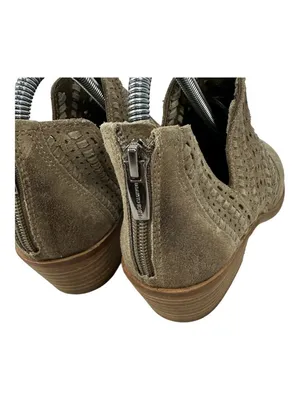 Vince Camuto Taupe Suede Perforated Booties Low Block Heel Size 7.5 thumbnail 7