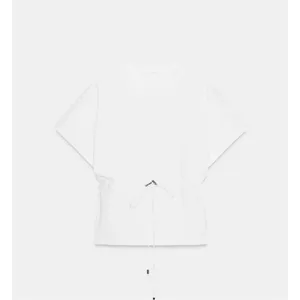 Zara NWT white heavy cotton tee shirt with drawstring waist peplum cinched waist thumbnail 8