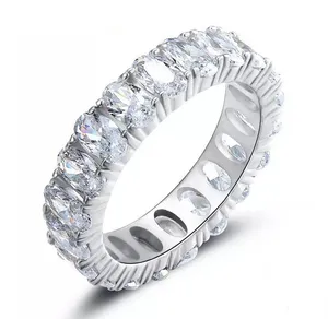 Sterling Silver SIZE 5 925 Oval Cubic Zirconium Eternity Ring thumbnail 1