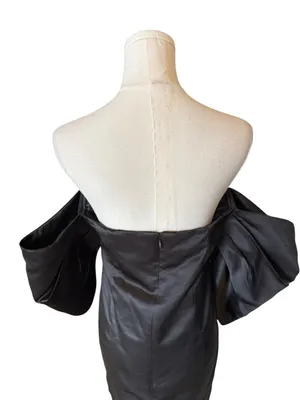 Petal & Pup - Strapless Satin Mini Dress Puff Sleeve Black Sz US 10 / AU 14 thumbnail 6