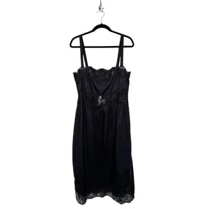 J. Crew Regenerative Cotton Black Lace Trim Midi Dress Size L CA667 thumbnail 3