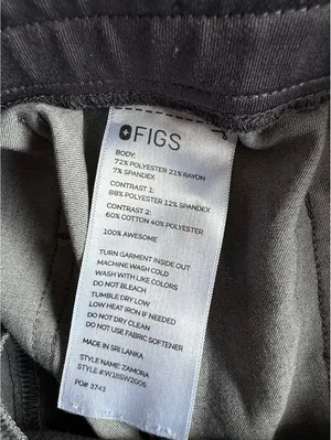 FIGS Zamora Gray Medical Scrub Jogger Pants with Teal Drawstring, Size M thumbnail 6