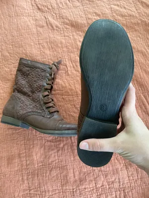 American Eagle Y2K Brown Lace Crochet Combat Boots thumbnail 4