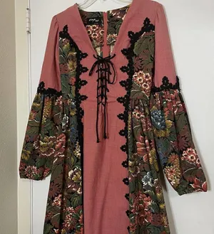 Gunne Sax Rare Vintage 1969 black label renaissance Tapestry Floral red dress thumbnail 2