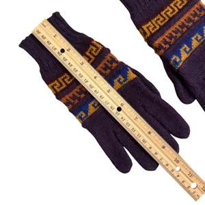 Vtg‎ Alpaca Blend Fair Isle Knit Gloves Purple Boho Cottagecore Winter Southwest thumbnail 4