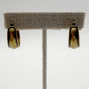 Gold Hoop Earrings Chunky Wide Tapered Vintage Style 80s Statemement Jewelry thumbnail 4