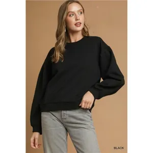 ✨NWT Umgee Round Neck Sweatshirt with Pleated Detail thumbnail 3